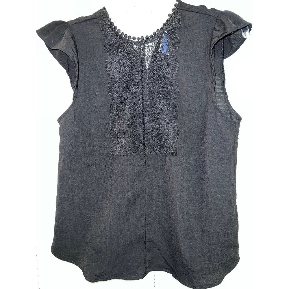 Monteau Black Lace Blouse -- Medium